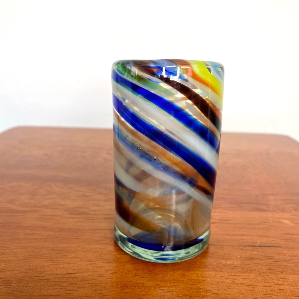 Hand Blown Cup Shot Glass Swirling Color